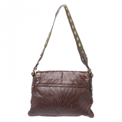 Pre Owned حقيبة كتف غوتشي Pelham Runway مرصعة جلد بنية