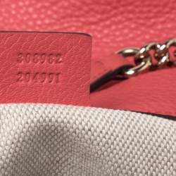 Pre Owned Gucci Vermilion Red Leather Medium Soho Tote