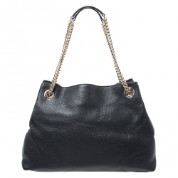 Pre Owned Gucci Black Pebbled Leather Medium Soho Tote