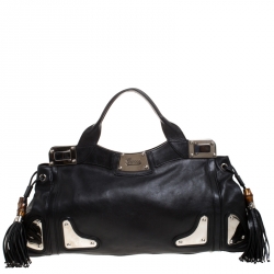 مملوكة مسبقًا حقيبة غوتشي أندي شراشيب باميو جلد سوداء