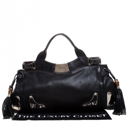 مملوكة مسبقًا حقيبة غوتشي أندي شراشيب باميو جلد سوداء