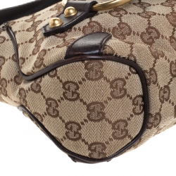 Pre Owned Gucci Beige/Brown GG Canvas and Leather Horsebit Shoulder Bag
