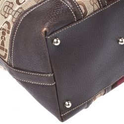 Pre Owned Gucci Beige/Brown Horsebit Canvas and Leather Small Treasure Boston Bag