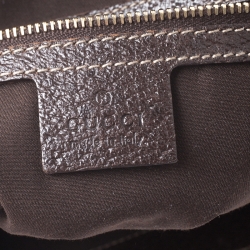 Pre Owned Gucci Beige/Brown Horsebit Canvas and Leather Small Treasure Boston Bag