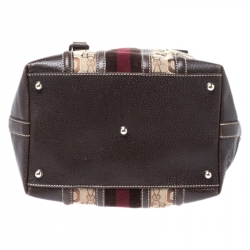 Pre Owned Gucci Beige/Brown Horsebit Canvas and Leather Small Treasure Boston Bag