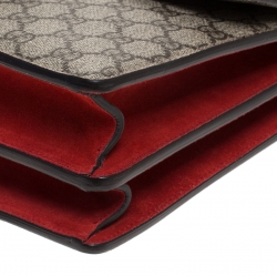 Pre Owned حقيبة كتف غوتشي Dionysus  متوسطة سويدي وكانفاس سوبريم GG حمراء / بيج