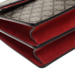 Pre Owned حقيبة كتف غوتشي Dionysus  متوسطة سويدي وكانفاس سوبريم GG حمراء / بيج