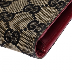 Gucci Beige/red GG Canvas Jackie Compact Wallet