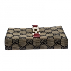 Gucci Beige/red GG Canvas Jackie Compact Wallet