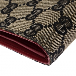 Gucci Beige/red GG Canvas Jackie Compact Wallet