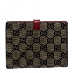 Gucci Beige/red GG Canvas Jackie Compact Wallet
