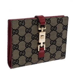 Gucci Beige/red GG Canvas Jackie Compact Wallet