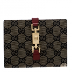 Gucci Beige/red GG Canvas Jackie Compact Wallet