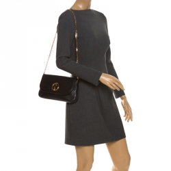 Pre Owned Gucci Black Leather 1973 Bucharest Exclusive Chain Shoulder Bag