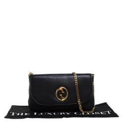 Pre Owned Gucci Black Leather 1973 Bucharest Exclusive Chain Shoulder Bag