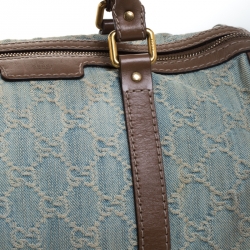 Pre Owned Gucci Blue GG Denim Medium Boston Bag