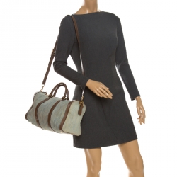 Pre Owned Gucci Blue GG Denim Medium Boston Bag