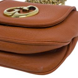 Pre Owned Gucci Orange Leather 1973 Small Chain Crossbody Bag