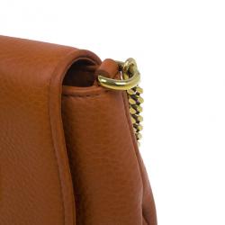 Pre Owned Gucci Orange Leather 1973 Small Chain Crossbody Bag