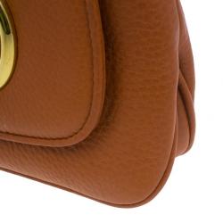 Pre Owned Gucci Orange Leather 1973 Small Chain Crossbody Bag