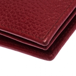 Gucci Red Leather GG Marmont Compact Folded Wallet