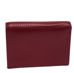 Gucci Red Leather GG Marmont Compact Folded Wallet