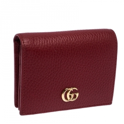 Gucci Red Leather GG Marmont Compact Folded Wallet