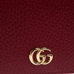 Gucci Red Leather GG Marmont Compact Folded Wallet