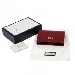 Gucci Red Leather GG Marmont Compact Folded Wallet