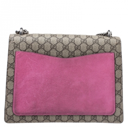 Pre Owned حقيبة كتف غوتشي Dionysus  مزخرفة كريستال سويدي وكانفاس سوبريم GG بيج/ وردية