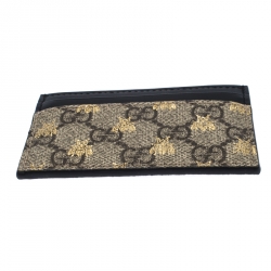 Gucci Black/Beige GG Supreme Canvas Bees Card Holder