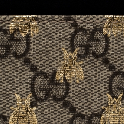 Gucci Black/Beige GG Supreme Canvas Bees Card Holder
