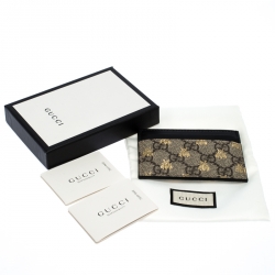 Gucci Black/Beige GG Supreme Canvas Bees Card Holder