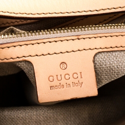 Pre Owned Gucci Beige Floral Canvas and Leather Hasler Horsebit Hobo