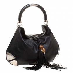 Pre Owned Gucci Black Leather Large Babouska Hobo