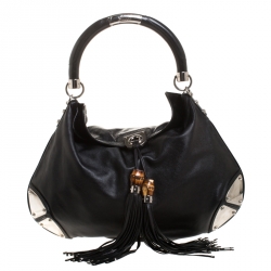 Pre Owned Gucci Black Leather Large Babouska Hobo