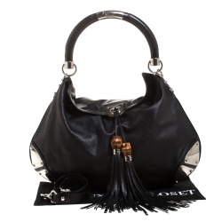 Pre Owned Gucci Black Leather Large Babouska Hobo