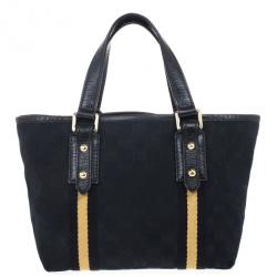 Pre Owned Gucci Black Monogram Jolicoeur Mini Tote