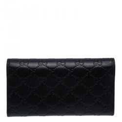 Gucci Black Guccissima Leather GG Icon Continental Wallet