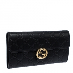 Gucci Black Guccissima Leather GG Icon Continental Wallet