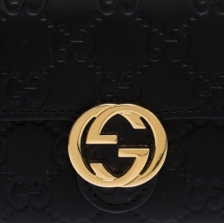 Gucci Black Guccissima Leather GG Icon Continental Wallet