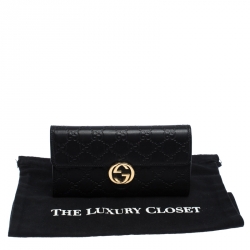Gucci Black Guccissima Leather GG Icon Continental Wallet