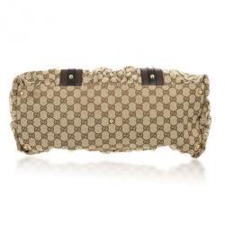 Pre Owned Gucci Monogram GG Canvas Interlocking Medium Tote With Interlocking G Ornament and Studs