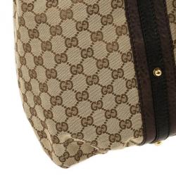 Pre Owned Gucci Monogram GG Canvas Interlocking Medium Tote With Interlocking G Ornament and Studs
