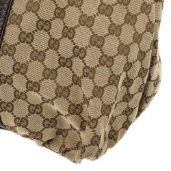 Pre Owned Gucci Monogram GG Canvas Interlocking Medium Tote With Interlocking G Ornament and Studs