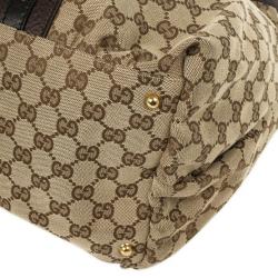 Pre Owned Gucci Monogram GG Canvas Interlocking Medium Tote With Interlocking G Ornament and Studs