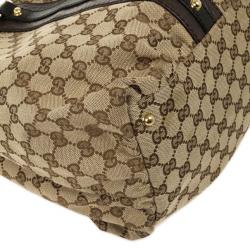 Pre Owned Gucci Monogram GG Canvas Interlocking Medium Tote With Interlocking G Ornament and Studs
