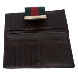 Gucci Beige/Brown GG Canvas Web Continental Wallet