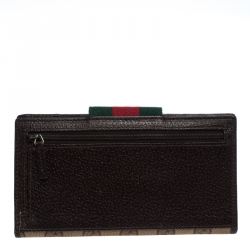 Gucci Beige/Brown GG Canvas Web Continental Wallet