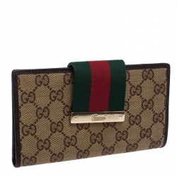 Gucci Beige/Brown GG Canvas Web Continental Wallet